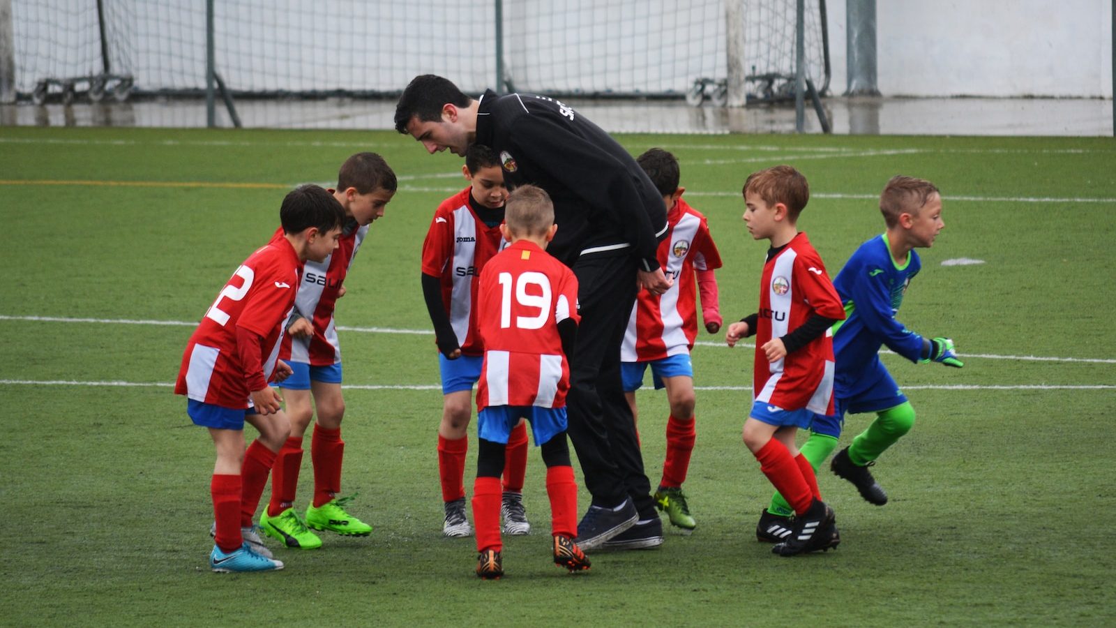 children playing soccer